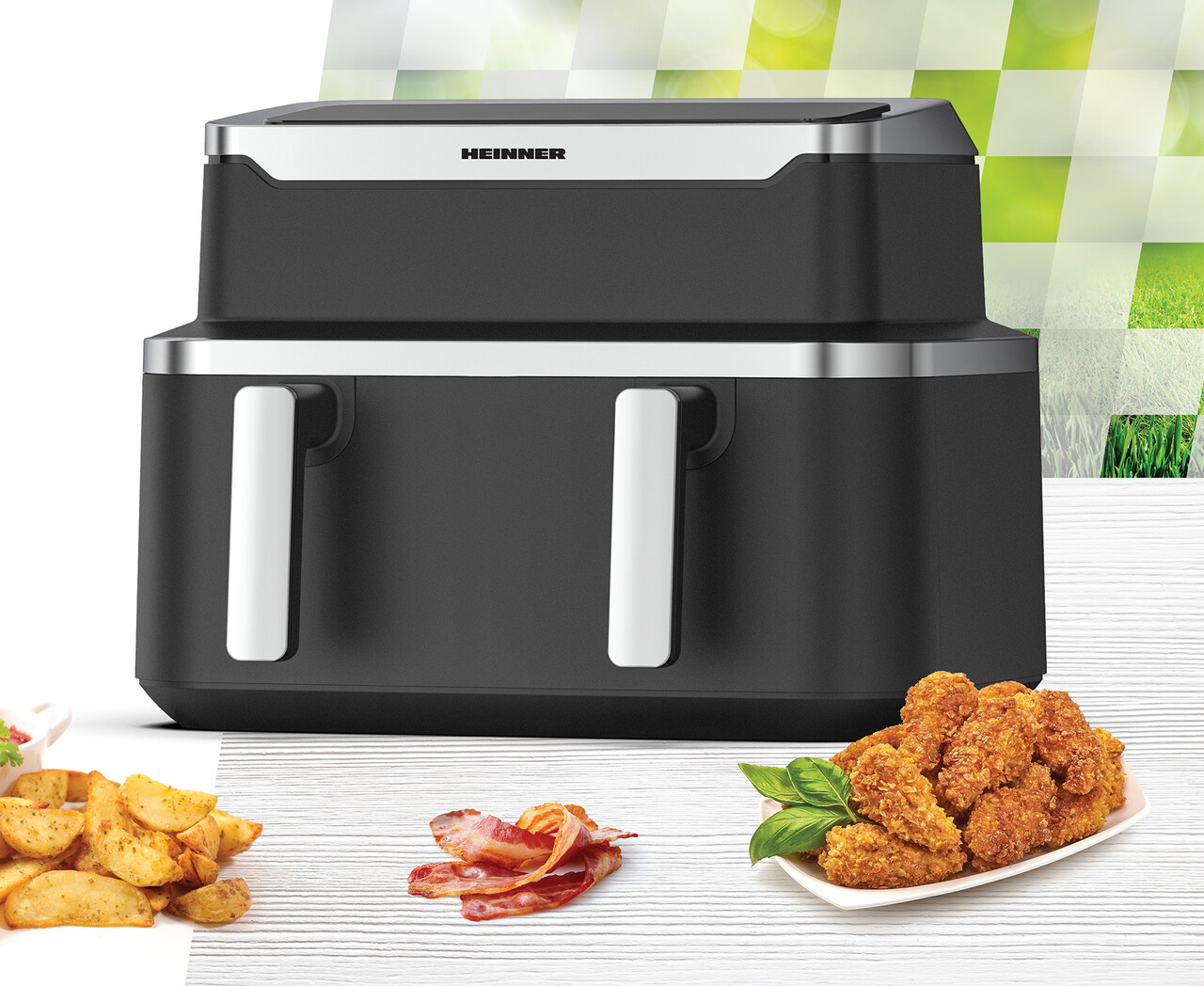 Friteuza dubla Match&amp;Sinc, Heinner, 9 L, 2600W, plastic, negru - imagine 7
